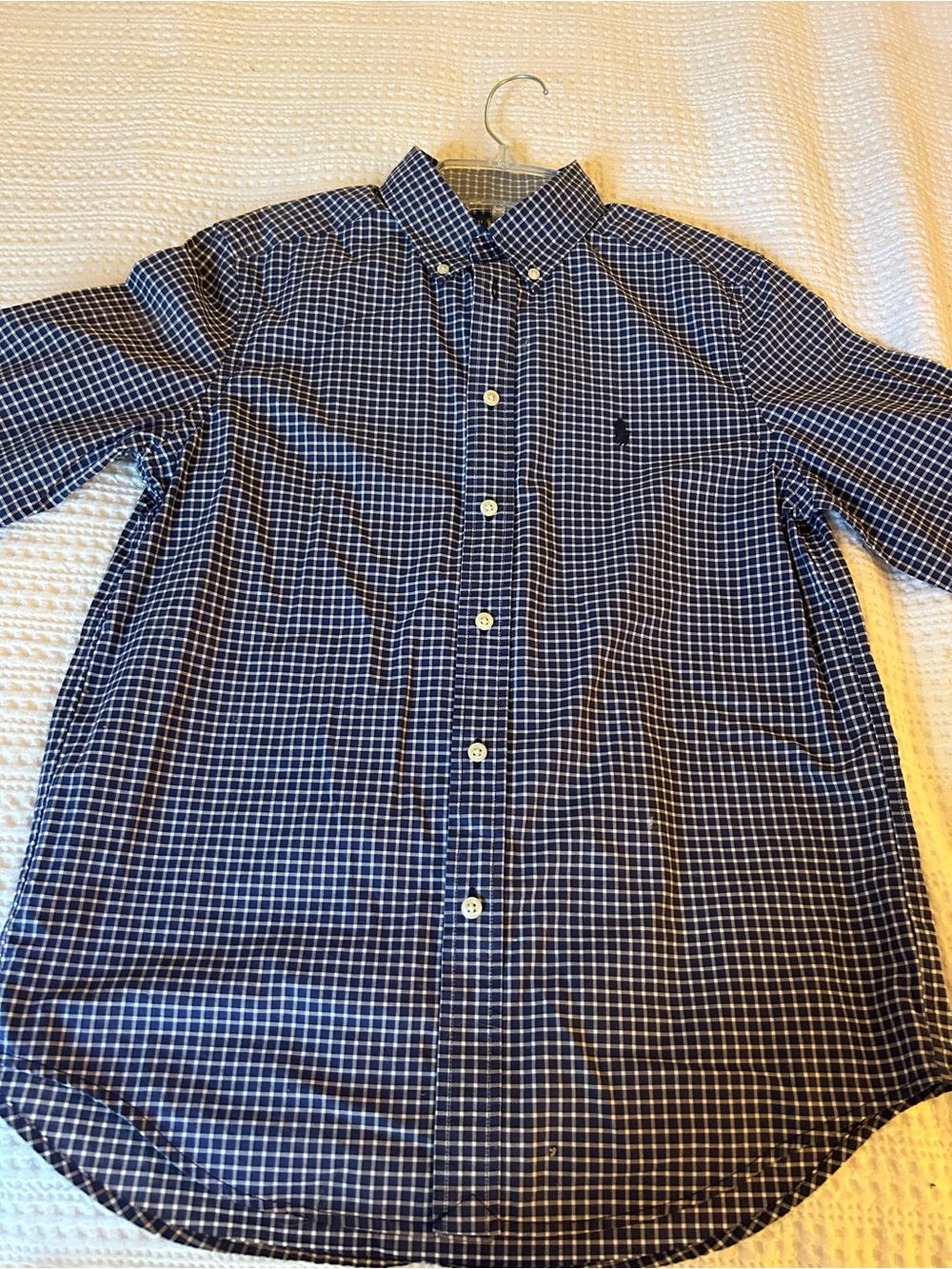 Polo by Ralph Lauren Navy & White Gingham Button-Down Shirt Boys Large (14-16)